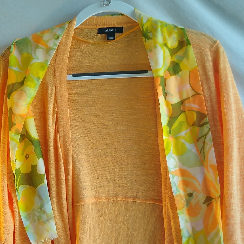 Alfani Women's knit Creamsicle Orange Cardigan - Picture 4 of 9